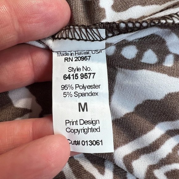 Tori Richards Honolulu Dress Medium Brown White Printed Maxi Flutter Sleeveless - Picture 7 of 9